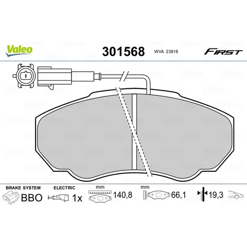 Sada brzdových platničiek kotúčovej brzdy VALEO 301568