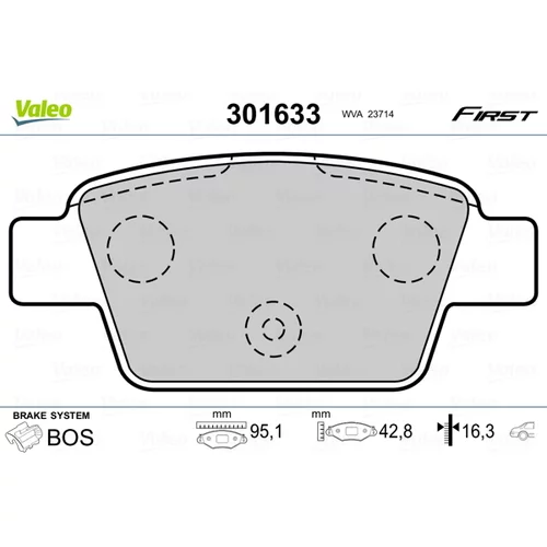 Sada brzdových platničiek kotúčovej brzdy VALEO 301633