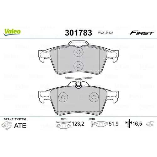 Sada brzdových platničiek kotúčovej brzdy VALEO 301783