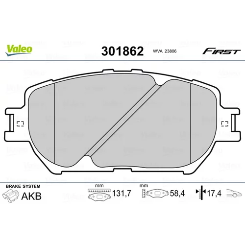 Sada brzdových platničiek kotúčovej brzdy VALEO 301862