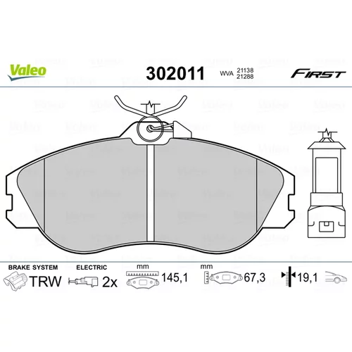 Sada brzdových platničiek kotúčovej brzdy VALEO 302011