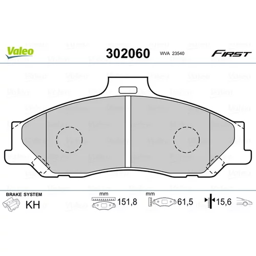 Sada brzdových platničiek kotúčovej brzdy VALEO 302060