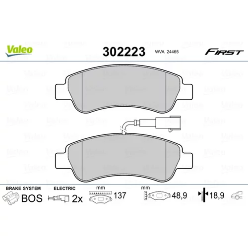 Sada brzdových platničiek kotúčovej brzdy VALEO 302223