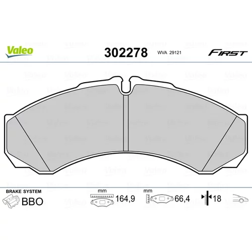 Sada brzdových platničiek kotúčovej brzdy VALEO 302278