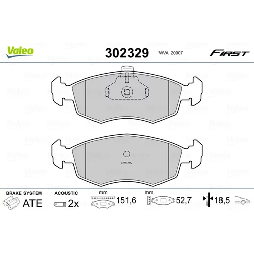 Sada brzdových platničiek kotúčovej brzdy VALEO 302329