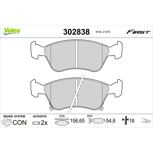 Sada brzdových platničiek kotúčovej brzdy VALEO 302838