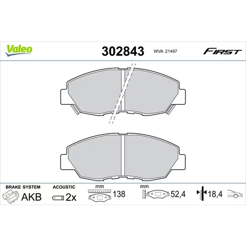 Sada brzdových platničiek kotúčovej brzdy VALEO 302843