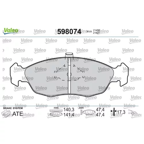 Sada brzdových platničiek kotúčovej brzdy VALEO 598074