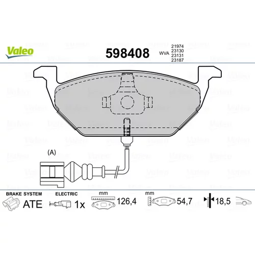 Sada brzdových platničiek kotúčovej brzdy 598408 /VALEO/