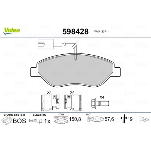 Sada brzdových platničiek kotúčovej brzdy VALEO 598428