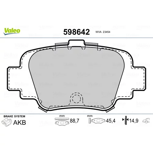 Sada brzdových platničiek kotúčovej brzdy VALEO 598642