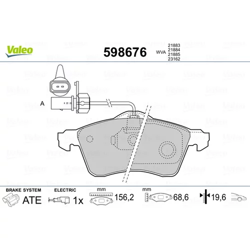 Sada brzdových platničiek kotúčovej brzdy VALEO 598676