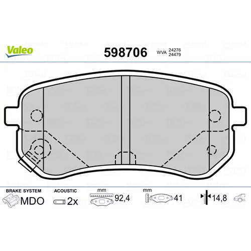 Sada brzdových platničiek kotúčovej brzdy VALEO 598706