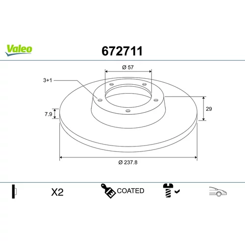 Brzdový kotúč VALEO 672711