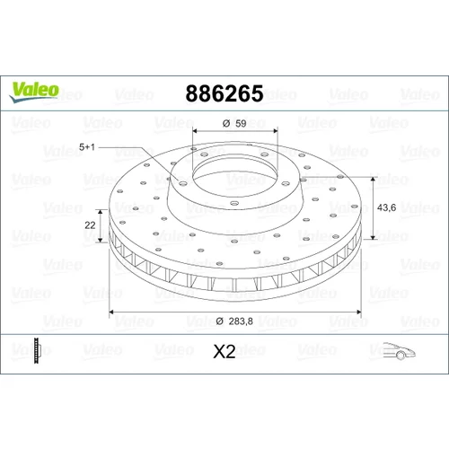 Brzdový kotúč VALEO 886265