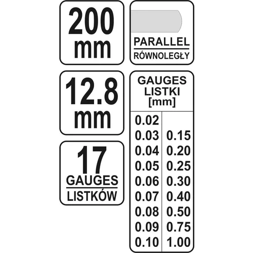 YATO Škáromer 200 mm, 17 ks, 0,02-1 mm (YATO náradie) - obr. 2