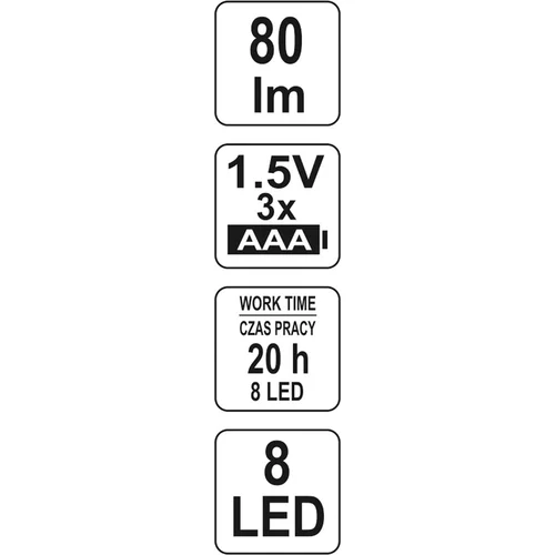 YATO Lampa montážna 8 LED, bezprívodová, 1,5V 3x AAA (YATO náradie) - obr. 4