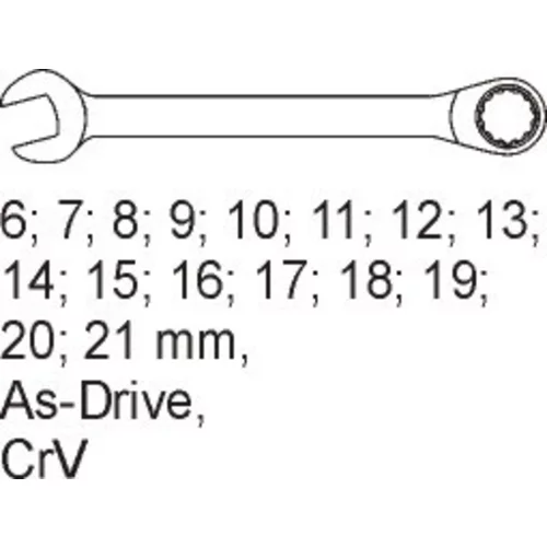 YATO Vložka do zásuvky/ kľúče očkoploché 6-21mm, 16ks (YATO náradie) - obr. 1