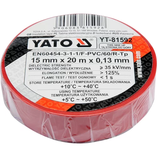 YATO Izolační páska PVC 15mm x 20m x 0,13mm červená (YATO náradie) - obr. 1