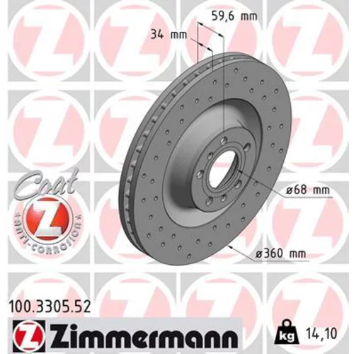 Brzdový kotúč ZIMMERMANN 100.3305.52