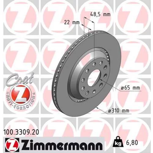 Brzdový kotúč ZIMMERMANN 100.3309.20