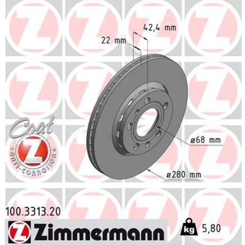 Brzdový kotúč ZIMMERMANN 100.3313.20