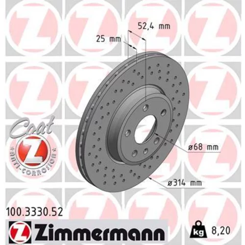 Brzdový kotúč ZIMMERMANN 100.3330.52