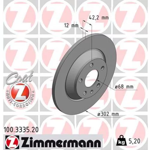 Brzdový kotúč ZIMMERMANN 100.3335.20