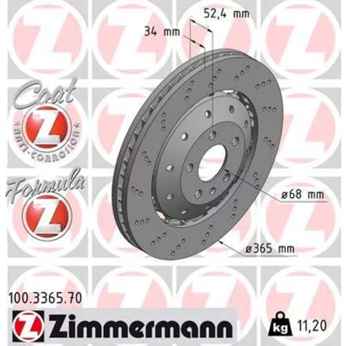 Brzdový kotúč ZIMMERMANN 100.3365.70