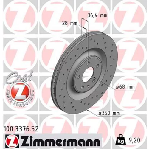 Brzdový kotúč ZIMMERMANN 100.3376.52