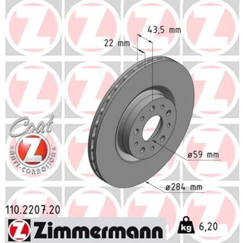 Brzdový kotúč ZIMMERMANN 110.2207.20