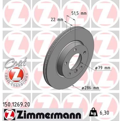 Brzdový kotúč ZIMMERMANN 150.1269.20