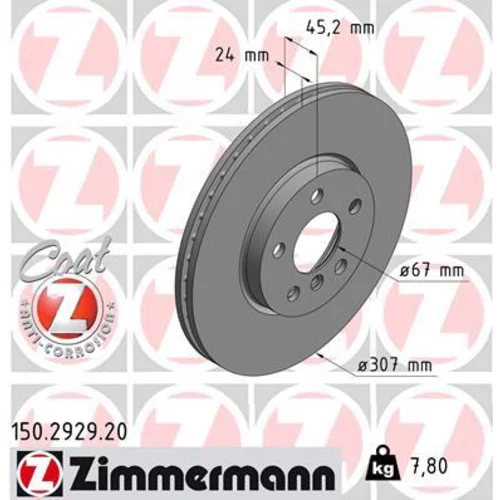 Brzdový kotúč ZIMMERMANN 150.2929.20