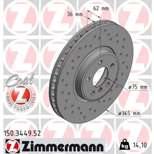 Brzdový kotúč ZIMMERMANN 150.3449.52