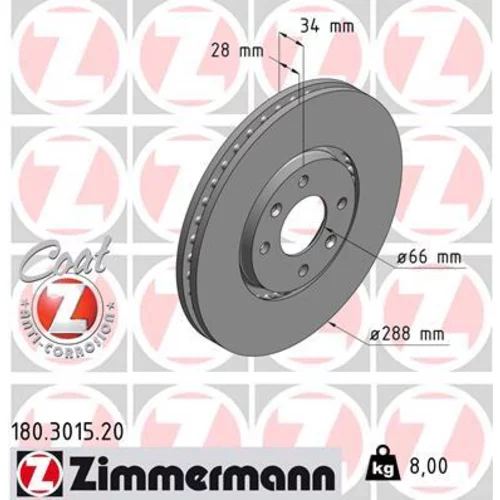 Brzdový kotúč ZIMMERMANN 180.3015.20