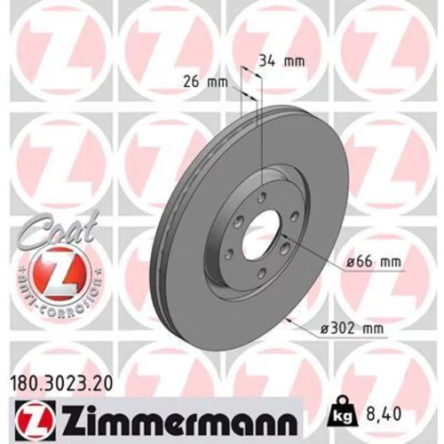 Brzdový kotúč ZIMMERMANN 180.3023.20