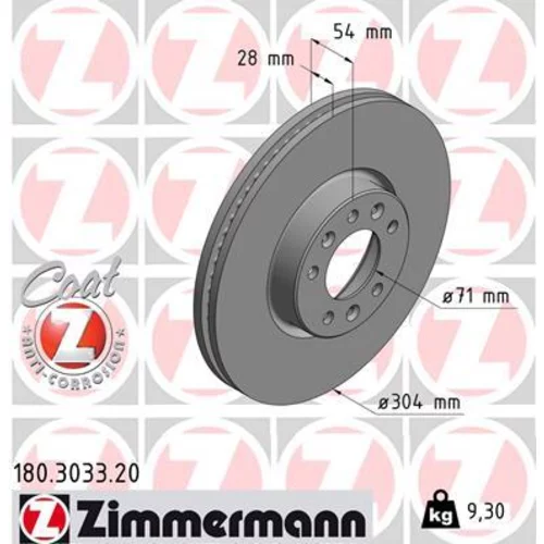 Brzdový kotúč ZIMMERMANN 180.3033.20