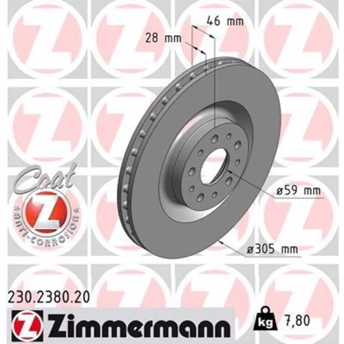 Brzdový kotúč ZIMMERMANN 230.2380.20