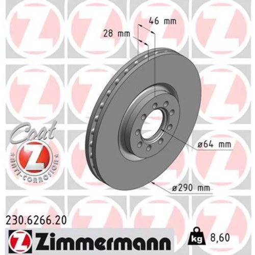 Brzdový kotúč ZIMMERMANN 230.6266.20