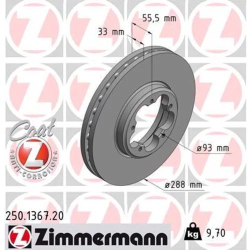 Brzdový kotúč ZIMMERMANN 250.1367.20