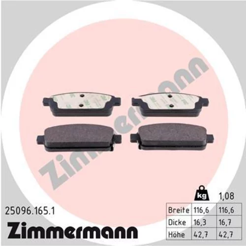 Sada brzdových platničiek kotúčovej brzdy ZIMMERMANN 25096.165.1