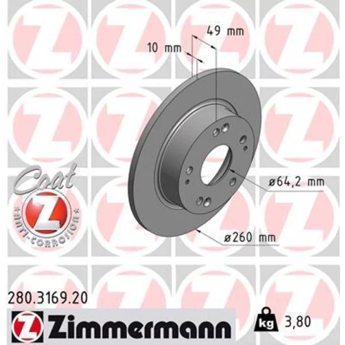 Brzdový kotúč ZIMMERMANN 280.3169.20