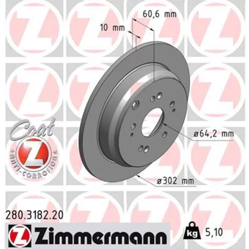 Brzdový kotúč ZIMMERMANN 280.3182.20