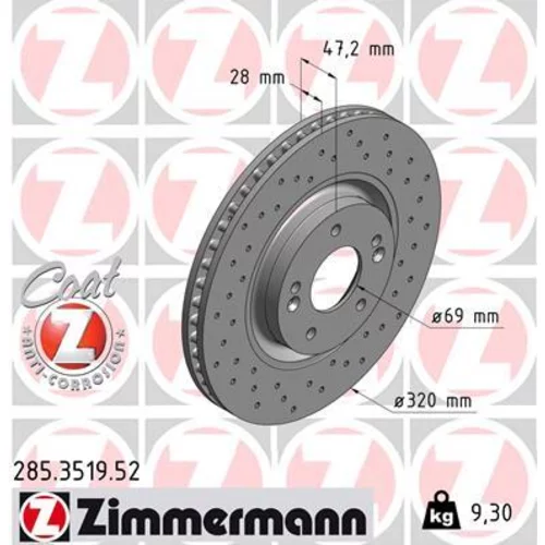 Brzdový kotúč ZIMMERMANN 285.3519.52