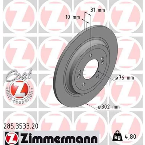 Brzdový kotúč ZIMMERMANN 285.3533.20