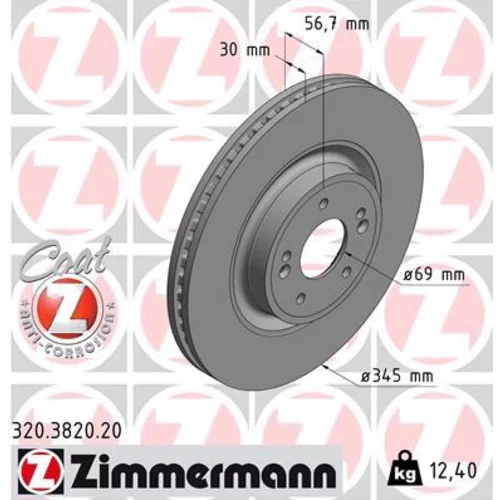 Brzdový kotúč ZIMMERMANN 320.3820.20