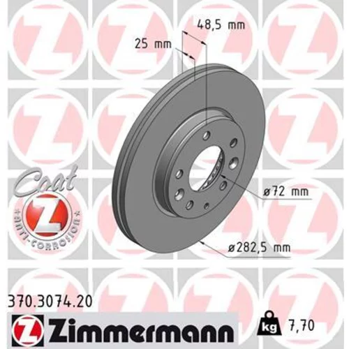 Brzdový kotúč ZIMMERMANN 370.3074.20