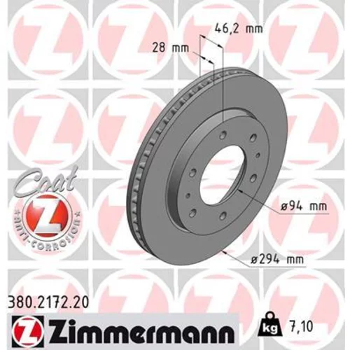 Brzdový kotúč ZIMMERMANN 380.2172.20