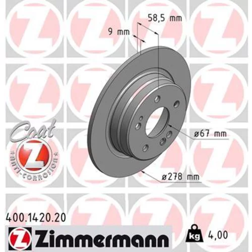 Brzdový kotúč ZIMMERMANN 400.1420.20