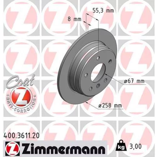 Brzdový kotúč ZIMMERMANN 400.3611.20